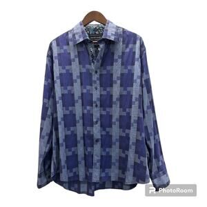 David Smith Australia Men’s Shirt Long Sleeve Button Down Flip Cuff Blue XL